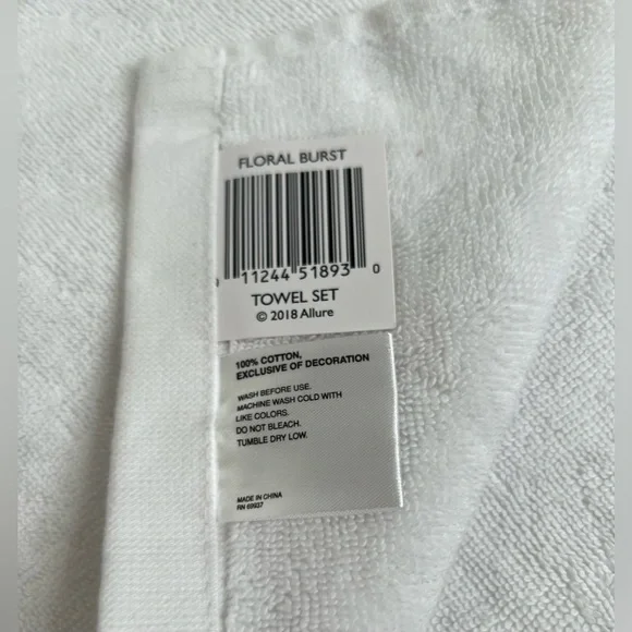 Floral Towel Set-Bath Towel 52X27 Hand Towel 27X16 New Multicolor - Picture 4 of 8